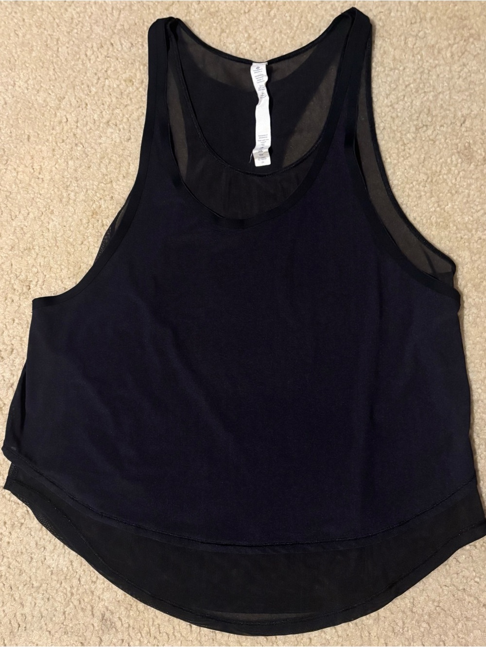 lululemon athletica Black Racerback Mesh Layering Tank